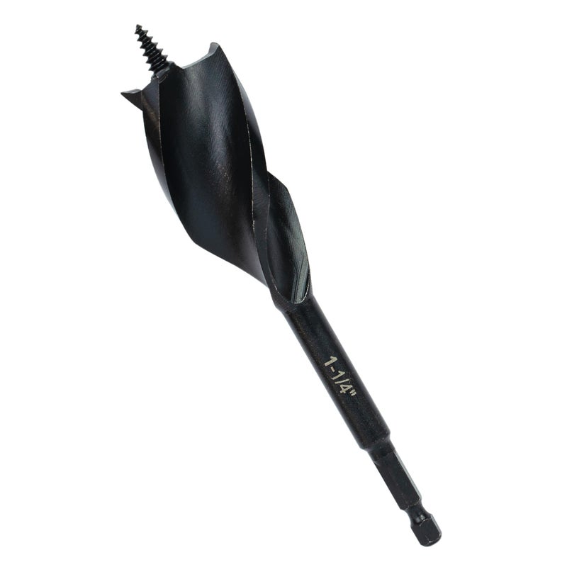 Greycore Tools 1-1/4 Inch x 6 Inch 3-Flute Auger Bit, Wood Drill Bit for Hard and Soft Wood, 1/4    Quick Change Shank, Woodworking Auger Bits (1-1/4    x 6    Auger) - Image 4